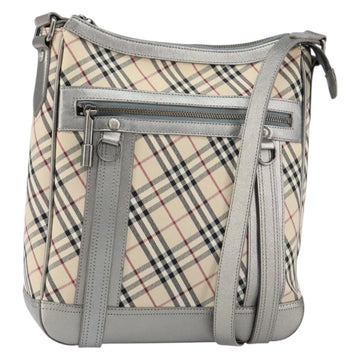 BURBERRY Nova Check Shoulder Bag Canvas Leather Beige Silver Auth 151035
