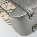 BURBERRY Nova Check Shoulder Bag Canvas Leather Beige Silver Auth 151035-14