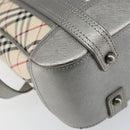 BURBERRY Nova Check Shoulder Bag Canvas Leather Beige Silver Auth 151035-16