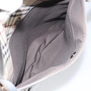 BURBERRY Nova Check Shoulder Bag Canvas Leather Beige Silver Auth 151035-23