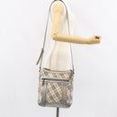 BURBERRY Nova Check Shoulder Bag Canvas Leather Beige Silver Auth 151035-24