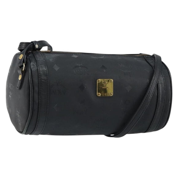 MCM Vicetos Logogram Shoulder Bag PVC Black Gold Auth 151037