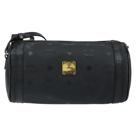 MCM Vicetos Logogram Shoulder Bag PVC Black Gold Auth 151037