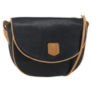 CELINE Shoulder Bag Leather Black Gold Auth 151040-1