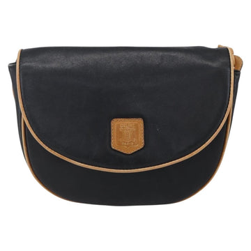 CELINE Shoulder Bag Leather Black Gold Auth 151040 - 0