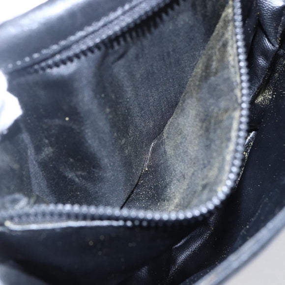 CELINE Shoulder Bag Leather Black Gold Auth 151040