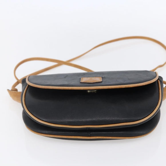 CELINE Shoulder Bag Leather Black Gold Auth 151040