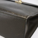 CELINE Hand Bag Leather Khaki Gold Auth 151041-9