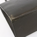 CELINE Hand Bag Leather Khaki Gold Auth 151041-16