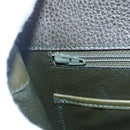 CELINE Hand Bag Leather Khaki Gold Auth 151041-19