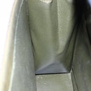 CELINE Hand Bag Leather Khaki Gold Auth 151041-21