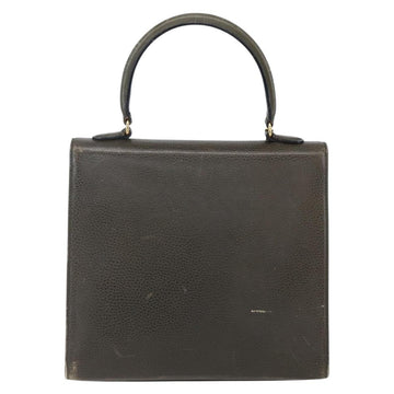 CELINE Hand Bag Leather Khaki Gold Auth 151041 - 0