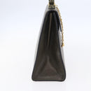 CELINE Hand Bag Leather Khaki Gold Auth 151041-3