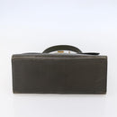 CELINE Hand Bag Leather Khaki Gold Auth 151041-5