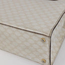 CELINE Macadam Canvas Boston Bag PVC Leather White Gold Auth 151042-15