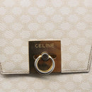 CELINE Macadam Canvas Boston Bag PVC Leather White Gold Auth 151042-17