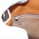 CELINE Macadam Canvas Boston Bag PVC Leather White Gold Auth 151042-19