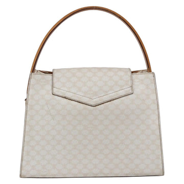 CELINE Macadam Canvas Boston Bag PVC Leather White Gold Auth 151042 - 0