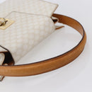 CELINE Macadam Canvas Boston Bag PVC Leather White Gold Auth 151042-7