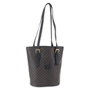 CELINE Macadam Canvas Tote Bag PVC Leather Black Gold Auth 151043-1