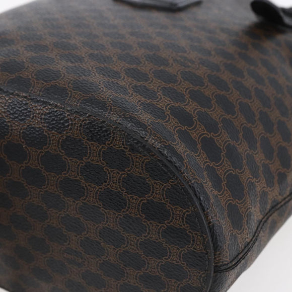 CELINE Macadam Canvas Tote Bag PVC Leather Black Gold Auth 151043