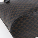 CELINE Macadam Canvas Tote Bag PVC Leather Black Gold Auth 151043-14