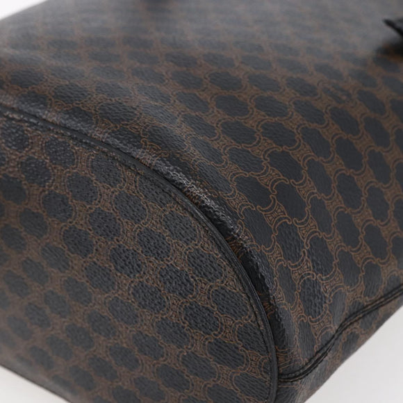 CELINE Macadam Canvas Tote Bag PVC Leather Black Gold Auth 151043