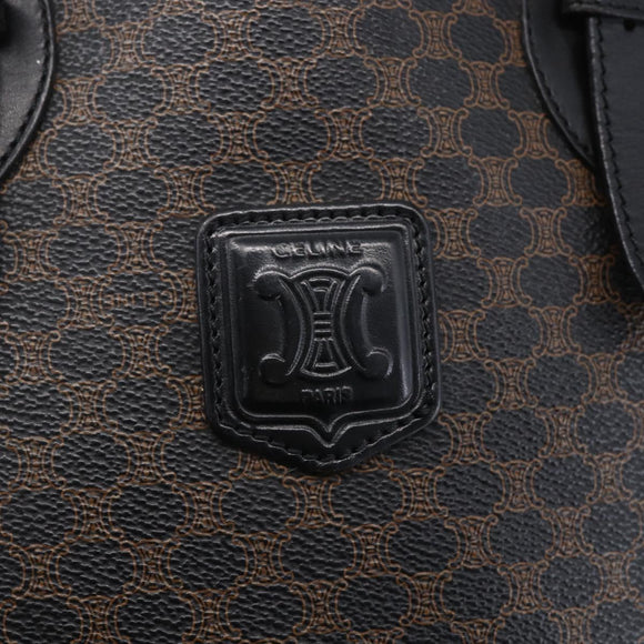 CELINE Macadam Canvas Tote Bag PVC Leather Black Gold Auth 151043