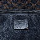 CELINE Macadam Canvas Tote Bag PVC Leather Black Gold Auth 151043-18