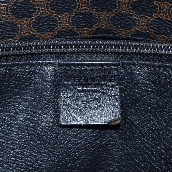 CELINE Macadam Canvas Tote Bag PVC Leather Black Gold Auth 151043