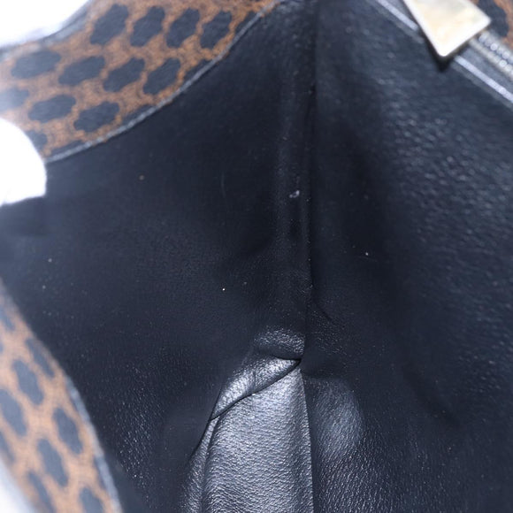 CELINE Macadam Canvas Tote Bag PVC Leather Black Gold Auth 151043