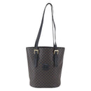 CELINE Macadam Canvas Tote Bag PVC Leather Black Gold Auth 151043-13