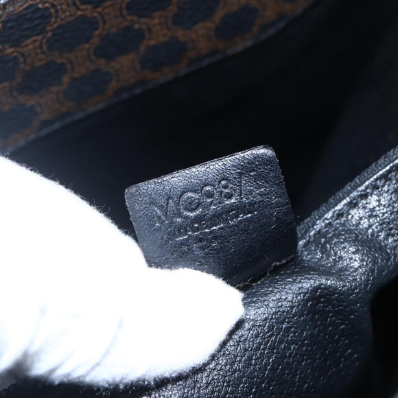 CELINE Macadam Canvas Tote Bag PVC Leather Black Gold Auth 151043