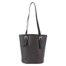 CELINE Macadam Canvas Tote Bag PVC Leather Black Gold Auth 151043-2