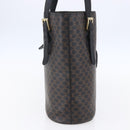 CELINE Macadam Canvas Tote Bag PVC Leather Black Gold Auth 151043-3