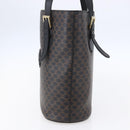 CELINE Macadam Canvas Tote Bag PVC Leather Black Gold Auth 151043-4