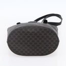 CELINE Macadam Canvas Tote Bag PVC Leather Black Gold Auth 151043-5