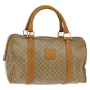 CELINE Macadam Canvas Boston Bag PVC Beige Gold Auth 151045-1