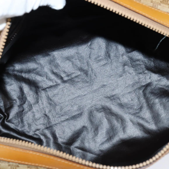 CELINE Macadam Canvas Boston Bag PVC Beige Gold Auth 151045