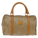CELINE Macadam Canvas Boston Bag PVC Beige Gold Auth 151045-2