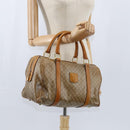 CELINE Macadam Canvas Boston Bag PVC Beige Gold Auth 151045-21