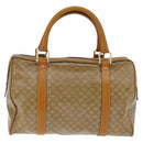CELINE Macadam Canvas Boston Bag PVC Beige Gold Auth 151045-3