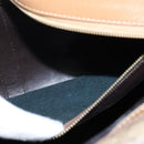 CELINE Macadam Canvas Boston Bag PVC Beige Gold Auth 151046-11