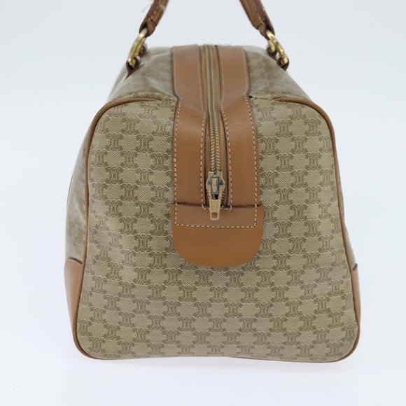 CELINE Macadam Canvas Boston Bag PVC Beige Gold Auth 151046