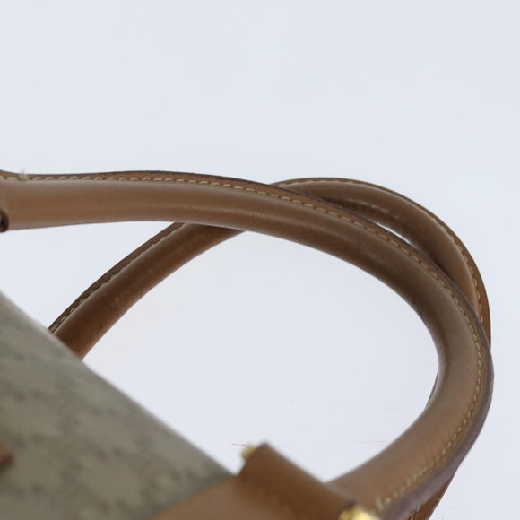 CELINE Macadam Canvas Boston Bag PVC Beige Gold Auth 151046