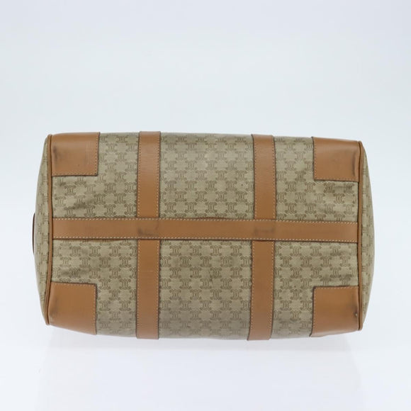 CELINE Macadam Canvas Boston Bag PVC Beige Gold Auth 151046