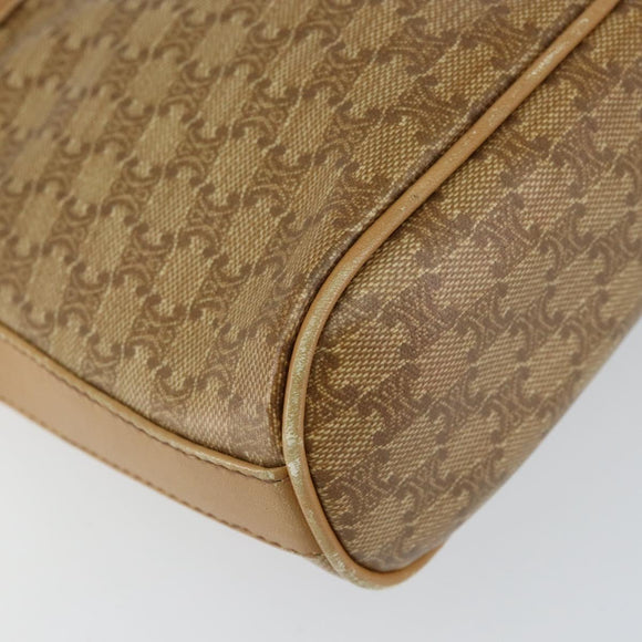 CELINE Macadam Canvas Shoulder Bag PVC Beige Gold Auth 151047