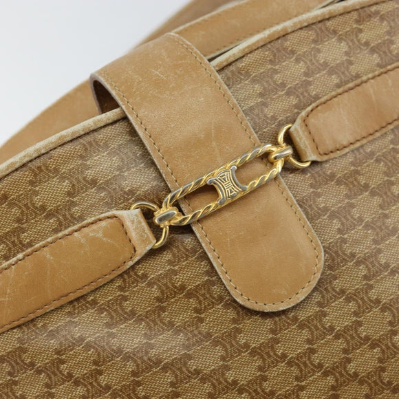 CELINE Macadam Canvas Shoulder Bag PVC Beige Gold Auth 151047