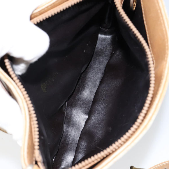 CELINE Macadam Canvas Shoulder Bag PVC Beige Gold Auth 151047