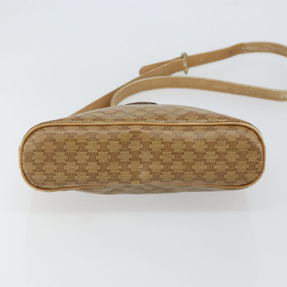 CELINE Macadam Canvas Shoulder Bag PVC Beige Gold Auth 151047